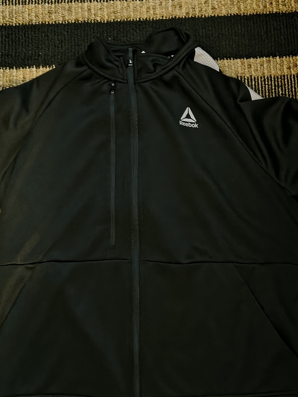 Reebok Men’s Black Zip-Up Windbreaker Hoodie